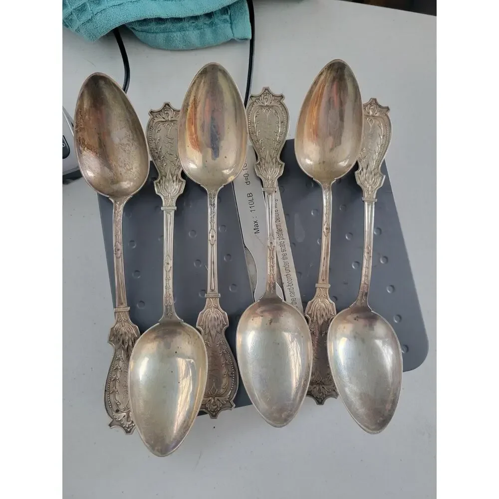 Schulz and Fischer Sterling set of 6 spoons TBSP or serving Faralone 10oz